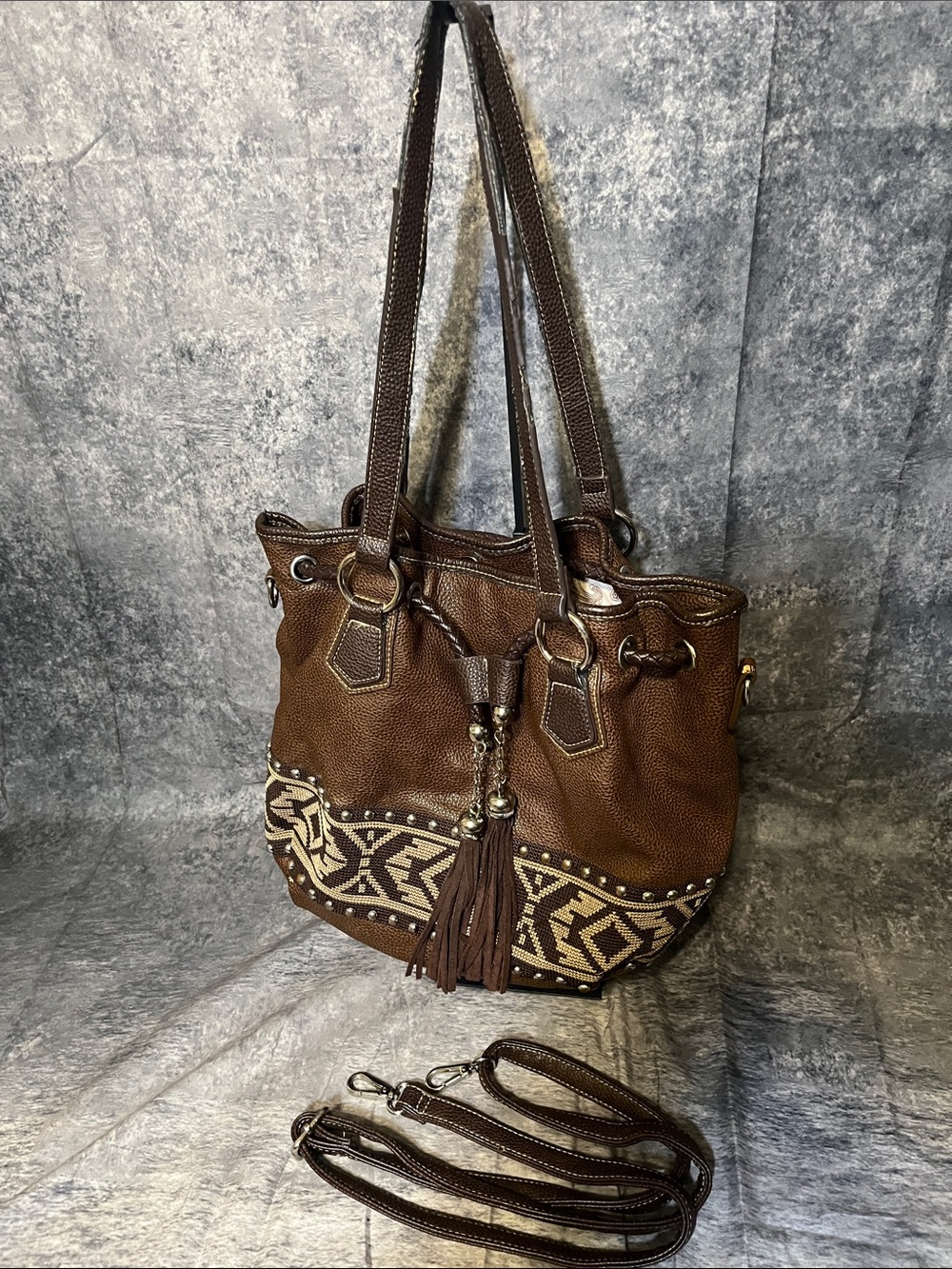 Brown Women's Tassel Tote Handbag - No Brand